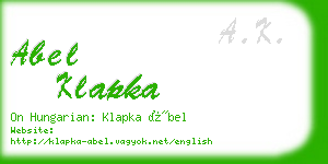 abel klapka business card